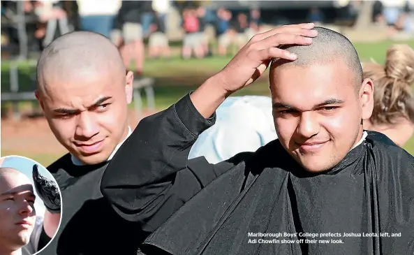  ??  ?? Marlboroug­h Boys’ College prefects Joshua Leota, left, and Adi Chowfin show off their new look.