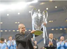  ?? ?? Pep Guardiola celebrates winning the UEFA Champions League with Manchester City following a 1-0 win over Inter Milan in July 2023.