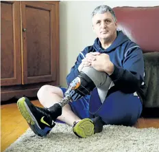  ?? CHERYL CLOCK/STANDARD STAFF ?? John Ingribelli, 56, of St. Catharines made the choice to have his left leg amputated after living with constant pain. His leg was crushed in a workplace accident and then saved, but he was never without pain. He was determined to be active again. And...