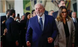  ?? Photograph: Adriano Machado/Reuters ?? Luiz Inácio Lula da Silva during the event on democracy in Brasília, Brazil, on Monday.