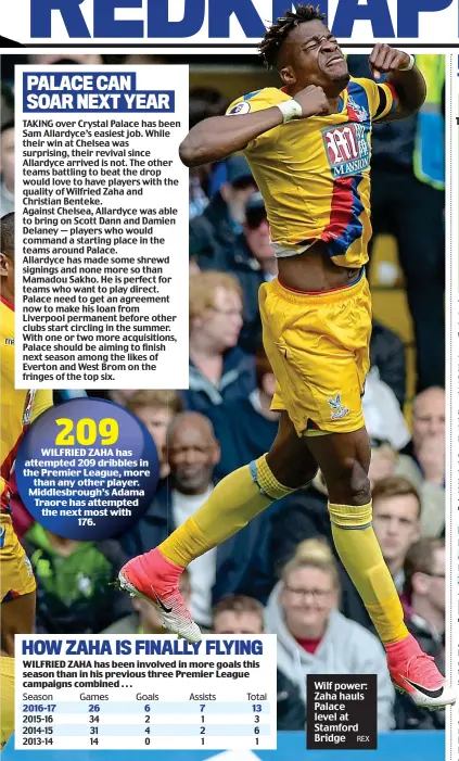  ?? REX ?? Wilf power: Zaha hauls Palace level at Stamford Bridge