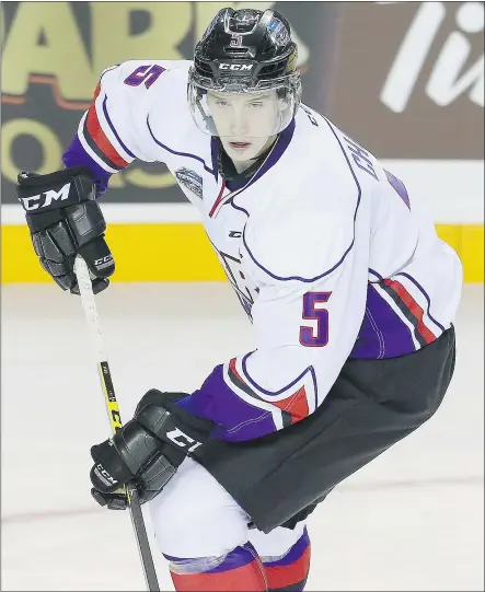  ?? — PHOTOS: GETTY IMAGES ?? Saint John Sea Dogs defenceman Thomas Chabot is one of two blue-liners on the New Brunswick-based QMJHL club who the Vancouver Canucks are eyeing ahead of the NHL draft.