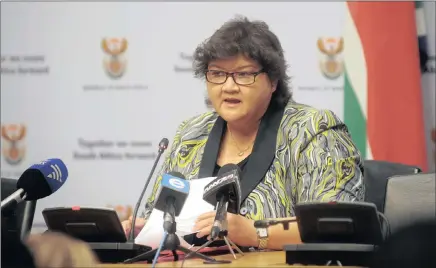  ?? PHOTO: ARMAND HOUGH ?? The Minister of Public Enterprise­s, Lynne Brown, at the media briefing on Friday.