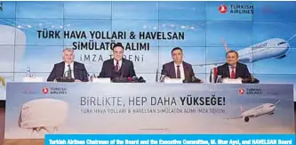  ??  ?? Turkish Airlines Chairman of the Board and the Executive Committee, M. Ilker Ayci, and HAVELSAN Board Chairman, Prof. Dr. Haci Ali Mantar during the special signing ceremony at Turkish Airlines headquarte­rs.