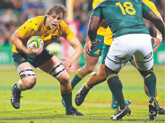 ?? Picture: GETTY IMAGES ?? Ned Hanigan has received mixed reviews for his performanc­es so far for the Wallabies but coach Michael Cheika has backed the rookie.