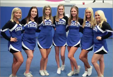  ??  ?? The Ringgold High School competitio­n cheerleadi­ng seniors include (from left) Mariah Clark, Emily Brock, Addy Allen, Callie Gilbert, Hali Clements, Chloe Gray and Danna Dalton. (Photo by Scott Herpst)