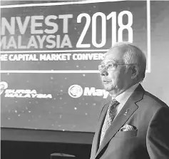  ??  ?? Najib attends the Invest Malaysia 2018 in Kuala Lumpur. — Bernama photo