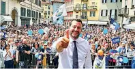 ??  ?? Piemonte Matteo Salvini in piazza a Verbania il 26 maggio scorso