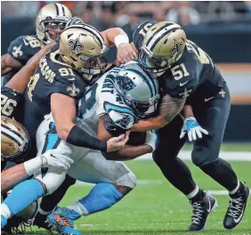  ??  ?? Panthers running back Jonathan Stewart (28) was rested on Sunday and will need to step up against the Saints. DERICK E. HINGLE/USA TODAY SPORTS