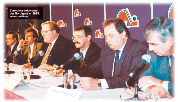  ?? PHOTO D’ARCHIVES ?? L’annonce de la vente des Nordiques en 1995.