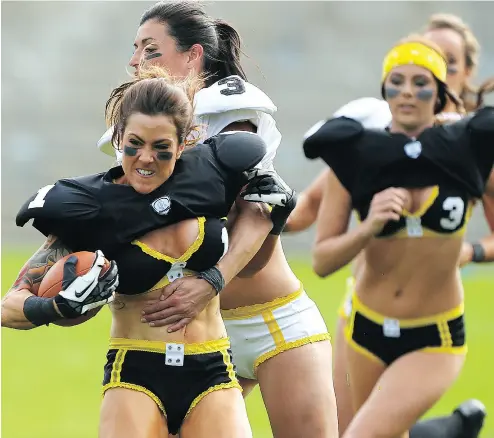  ?? PAUL KANE / GETTY IMAGES ?? The Legends Football League, seen in action in Australia, agreed this week to a three-year broadcasti­ng deal with a premium pay channel based in Edmonton, with plans for Canadian teams and competitor­s in 2019.