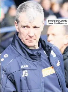  ??  ?? Stockport County boss Jim Gannon
