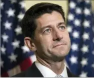  ?? CLIFF OWEN — THE ASSOCIATED PRESS ?? In this file photo, House Speaker Paul Ryan of Wis. speaks during a news conference on Capitol Hill in Washington. Congress ushers in a new era of all-Republican rule, with a tight GOP grip on the House, a slim majority in the Senate and a newfound...