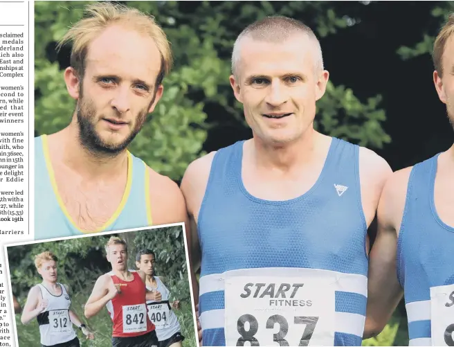  ??  ?? race winner Peter Newton (centre), with runner-up Dominic Shaw (left) and third-placed Nick Swinburn.