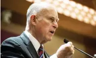  ??  ?? Gov. Jerry Brown wants to make California a leader in meeting standards set by the Paris climate accord. (AFP)