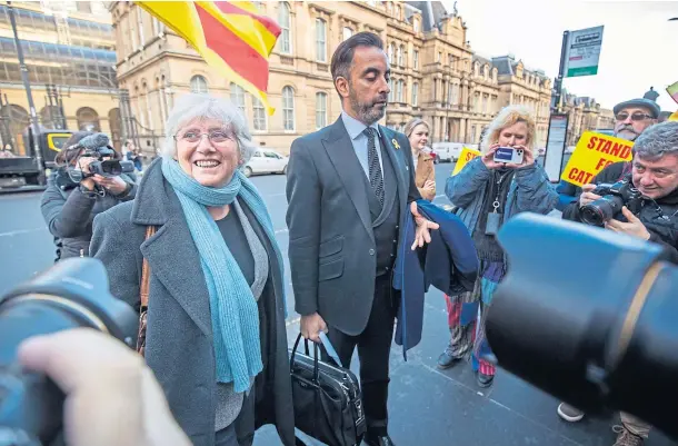  ??  ?? DISMISSAL: Former Catalan politician and St Andrews professor Clara Ponsati, with lawyer Aamer Anwar, at Edinburgh Sheriff Court in 2020.