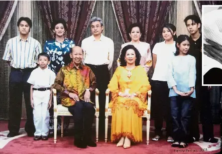  ??  ?? Precious memory: A family portrait of Tuanku Abdul Halim and his family members taken in 2003. Photograph obtained from the book ‘ Sultan Abdul Halim – A Royal Journey’ by the Kedah state government. (Inset) Raja Sarina’s post on her Instagram.