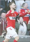  ??  ?? JOY: Middlesbro­ugh’s Lewis Wing celebrates scoring