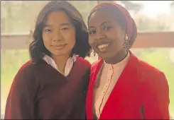  ??  ?? Danya Taha (right) pictured with fellow Simon Langton Girls pupil Rachal Limbu on their final day of school