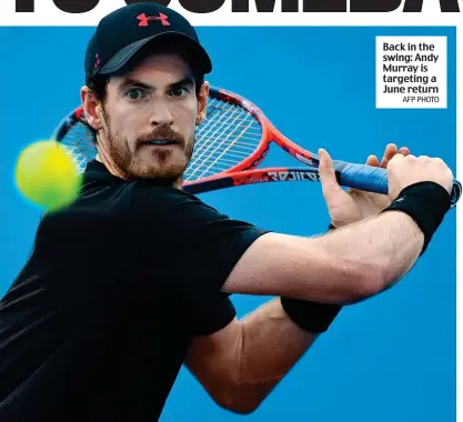  ?? AFP PHOTO ?? Back in the swing: Andy Murray is targeting a June return