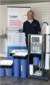  ??  ?? Mark Palmer, manager of H2O|BWT Garden Route and GoPlumb, shows off their industrial reverse osmosis system.