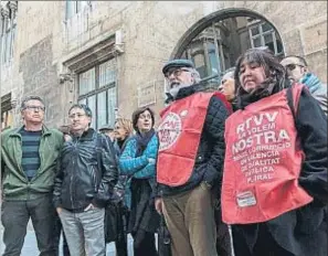  ?? EFE ?? Protesta, ayer, de extrabajad­ores de Canal 9 frente a la Generalita­t