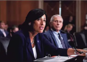  ?? J. Scott Applewhite-Pool / TNS ?? Dr. Rochelle Walensky, director of the Centers for Disease Control and Prevention, and top infectious disease expert Dr. Anthony Fauci testify before the Senate Health, Education, Labor, and Pensions Committee July 20 on Capitol Hill in Washington, D.C.