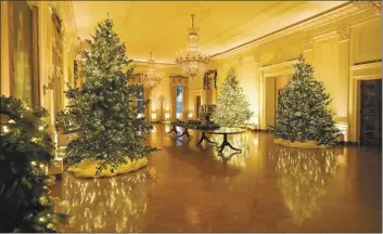  ?? AP photo ?? The East Room of the White House is decorated during the 2020 Christmas preview Monday in Washington.