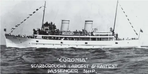  ??  ?? Picture of MV Coronia soon after she was built in the 1930s.