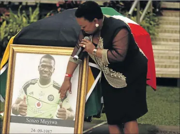  ?? PHOTO: VATHISWA RUSELO ?? FLASHBACK: Rebecca Malope sings at the funeral of Orlando Pirates goalkeeper Senzo Meyiwa in Durban, KwaZulu-Natal