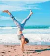  ??  ?? Spending some time upside down can reduce stress, increase strength and improve co-ordination, stability and balance.