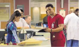  ?? COURTESY OF JOHN BRITT/NBC ?? New Mexico native Alma Sisneros as nurse Jocelyn Diaz and JR Lemon as Kenny Fournette in a scene from “The Night Shift.”