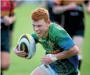  ??  ?? Clifton fullback Zach Henderson chips over the defence and regathers before scoring a try in the colts final against Spotswood United.