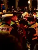  ?? NEW YORK TIMES ?? Police detained a man in Shanghai as protesters voiced discontent Sunday over China’s COVID rules.