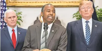  ?? JIM LO SCALZO/ EPA- EFE ?? Ben Carson, secretary of Housing and Urban Developmen­t, has drawn criticism and a whistle- blower complaint for his $ 31,561 dining room set. The purchase has been canceled.