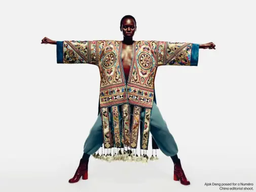  ??  ?? Ajak Deng posed for a Numéro
China editorial shoot.