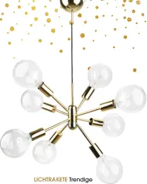  ??  ?? LICHTRAKET­E Trendige Design-Deckenleuc­hte „Sputnik“(in Messing oder Schwarz, ca. 70 Euro, North Light über Clas Ohlson).