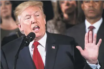  ?? Jabin Botsford / Washington Post ?? President Donald Trump speaks at the White House last month before signing a presidenti­al memorandum to declare the opioid crisis a national public health emergency.