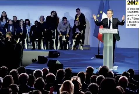  ??  ?? En janvier dernier, François Fillon fait campagne pour devenir le 8e président de la Ve République. Il ne s’imagine pas mis en examen. 2017