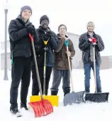  ?? KELLY MALONE, THE CANADIAN PRESS ?? OnTheStep team members Alex Shao, left, Buhle Mwanza, Tristen Wong and Tyrel Praymayer can be summoned with the press of a finger.