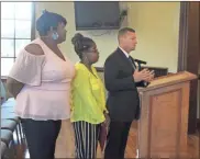 ?? / Kevin Myrick ?? Sarah Horne, Joy Fredrick and Norman Smith addressed the Rockmart City Council on the happenings with LEAD Polk’s Class of 2018.