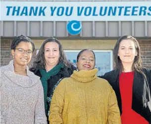  ?? ANDREW FRANCIS WALLACE TORONTO STAR ?? Urban planner Cheryll Case, left, workshop participan­t Penny Fisher, housing support worker Jennifer Oliverrie and workshop facilitato­r Tetyana Bailey gather at an Etobicoke health centre.