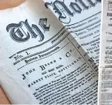  ?? ?? The 1878 paper has business announceme­nts on the front page. The 1939 edition leads on Britain entering the Second World War