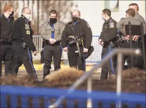  ?? Brian A. Pounds / Hearst Connecticu­t Media ?? State police are out in force to protect the Capitol from a planned Trump election protest in Hartford on Sunday.