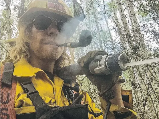  ??  ?? Scott Jennings, an Alberta Forestry wildfire strike team leader, says he had rarely seen a fire grow so fast, in Day 1 of special Fort McMurray series.