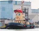  ?? JULIE JOCSAK TORSTAR ?? Theodore Too, a large replica of the famed Theodore Tugboat, sits at Port Weller in St. Catharines on Monday before it travels to Port Dalhousie.