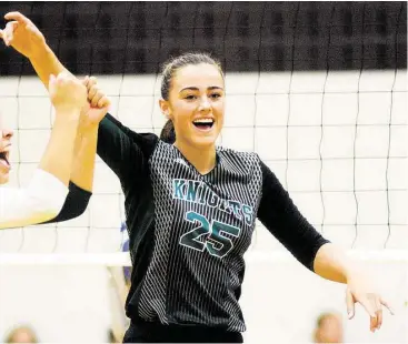  ?? Jerry Baker / For the Chronicle ?? Clear Falls junior right side hitter Haley Schroeder and the Knights are hoping to secure their third consecutiv­e trip the UIL State Volleyball Tournament.