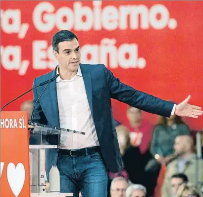  ?? DOMENECH CASTELLÓ / EFE ?? Pedro Sánchez, durant la seva intervenci­ó al míting socialista d’ahir a Castelló