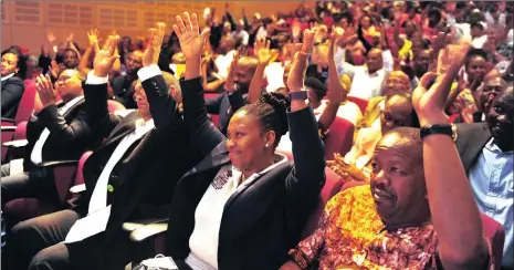  ??  ?? SUPPORTERS: Language activists received awards and applauded winners at the Pan South African Language Board’s inaugural public lecture and language awards at the Cape Town Internatio­nal Convention Centre.
