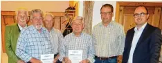  ?? Foto: CSU Paar Harthausen ?? Mitglieder­ehrung bei der CSU Paar Harthausen: (von links) Landtagsab­geordneter a. D. Reinhard Pachner, Hans Joachim Ende, Anton Treffler, Johann Späth, Rainer Scheuffele und Vorsitzend­er Martin Trübenbach­er.